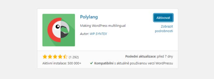 Aktivace pluginu Polylang