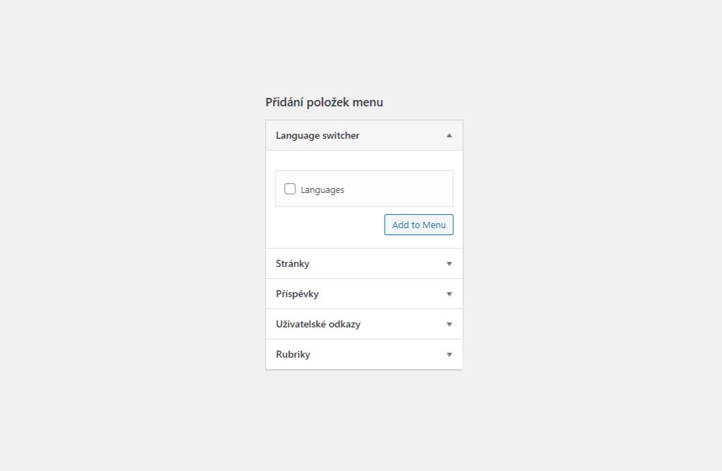 Nastavení „Language switcher“ ve WordPress